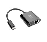 Tripp Lite U436-06N-GB-C - Adattatore di rete USB-C (Type-C) a Gigabit con ricarica USB-C PD, compatibile con Thunderbolt 3, colore: Nero