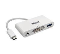TRIPP LITE U444-06N-DU-C Adattatore da USB-C (Type-C) a DVI con porte di ricarica USB-A e USB-C PD, USB 3.1 Gen 1, compatibile con Thunderbolt 3, 1080p