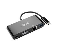Tripp Lite U444-06N-VGUB-C - Adattatore da USB-C (Type-C) a VGA con USB-A, USB-C PD di ricarica e Gigabit Ethernet, USB 3.1 Gen 1, compatibile con Thunderbolt 3, 1080p, colore: Nero