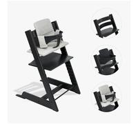 Tripp Trapp High Chair Bundle Black + Tripp Trapp Cushion Nordic Grey OCS