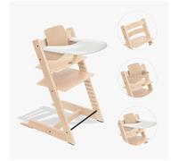 Seggiolone Stokke Tripp Trapp (Natural) con vassoio Stokke (White) - Include sedia Tripp Trapp e Baby Set 2 per bambini da 6 a 36 mesi - Regolabile e facile da pulire