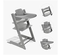 Seggiolone Stokke Tripp Trapp (Storm Grey) con vassoio Stokke (Storm Grey) - Include sedia Tripp Trapp e Baby Set 2 per bambini da 6 a 36 mesi - Regolabile e facile da pulire