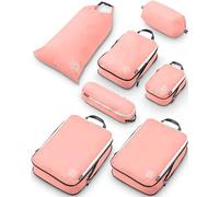 TRIPPED Travel Gear - Set di 7 cubi da imballaggio a compressione per bagagli, ultraleggeri, espandibili/sacchetti a compressione per vestiti di TRIPPED Travel Gear (Dusty Rose), XL