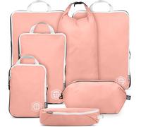 TRIPPED Travel Gear - Set di 7 cubi da imballaggio a compressione per bagagli, ultraleggeri, espandibili/sacchetti a compressione per vestiti di TRIPPED Travel Gear (Dusty Rose), XL