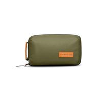 Tripped Travel Gear Tech Bag Organizer - Piccola custodia da viaggio per elettronica - Custodia da viaggio di alta qualità con dettagli in pelle - Tasca in rete per cavi, cavi e caricabatterie, Verde,