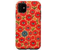 Trippy All Seeing Eyes Rosso Rosa Surreale Fiori Arte Custodia per iPhone 11