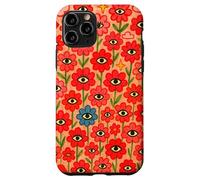 Trippy All Seeing Eyes Rosso Rosa Surreale Fiori Arte Custodia per iPhone 11 Pro