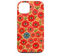 Trippy All Seeing Eyes Rosso Rosa Surreale Fiori Arte Custodia per iPhone 13