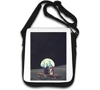 Trippy - Borsa a tracolla in stile retrò con poster psichedelico spaziale, colore: bianco