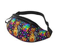 Trippy Cats And Flowers Borsa a tracolla Runner Piccolo Corsa Sportivo Sottile Alla moda Per Jogging Escursionismo Donna