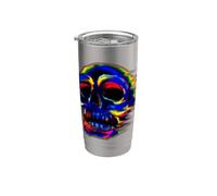 Trippy Glitch Skull Art Vaporwave Grunge Halloween Bicchiere termico in acciaio inox doppia parete