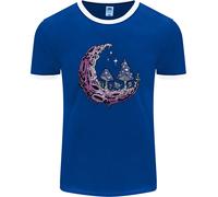 Trippy Magic Mushroom Moon LSD Psichedelico Uomo Ringer T-Shirt FotL