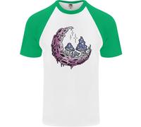 Trippy Magic Mushroom Moon LSD Psichedelico Uomo S/S Baseball T-Shirt