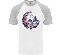 Trippy Magic Mushroom Moon LSD Psichedelico Uomo S/S Baseball T-Shirt