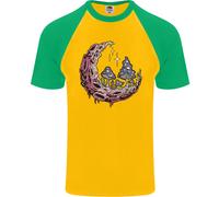 Trippy Magic Mushroom Moon LSD Psichedelico Uomo S/S Baseball T-Shirt