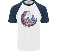 Trippy Magic Mushroom Moon LSD Psichedelico Uomo S/S Baseball T-Shirt