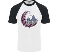Trippy Magic Mushroom Moon LSD Psichedelico Uomo S/S Baseball T-Shirt