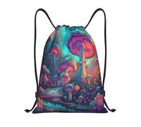 Trippy Magic Mushrooms Psychedelic Mystic Borsa con Cordoncino Sacca con Cordoncino Pieghevole Regolabile Borsa Palestra per All'Aperto Donna Shopping 36X42Cm
