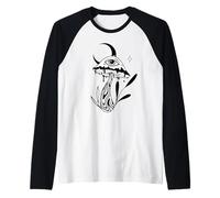 Trippy Mushroom Moon Magic Eye Blackwork Maglia con Maniche Raglan