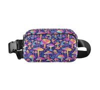 Trippy Mushrooms - Marsupio a tracolla per donne, uomini e adolescenti, con motivo a funghi, per viaggi, palestra, lavoro, Trippy Woodland Funghi Arcobaleno, 1 Size
