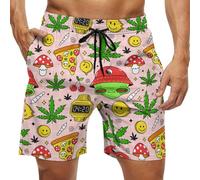 Trippy Pizzz Alien Weed Pantaloncini da Spiaggia Casual da Uomo Estivi con Coulisse Elastica