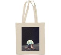 Trippy Psychedelic Space Travel Retro Style Poster Terra Cotone Naturale Tote Bag Bianco