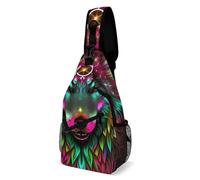 Trippy Tribal Wolf Space Galaxy Unisex Sling Bag Leggera Zaino Monospalla Piccolo Borsa A Spalla Per Viaggio Sportivo Ciclismo