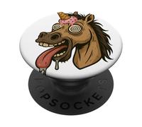 Trippy Unicorn Ice Cream Head - Weird Horse Fantasy Design PopSockets PopGrip Adesivo
