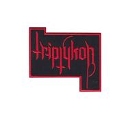 Triptykon - Toppa ricamata a fascia morte, in metallo, colore: Nero