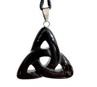 Triquetra Collana con ciondolo in ossidiana, con nodo della Trinità, con...
