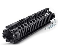 TRIROCK Two-Pieces Design 9.6 inch Drop-in Black Quad Rail handguard for MK18 Rifle Interface System for Fitting .223 Cal.