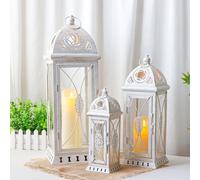 TRIROCKS Grande set di 3 lanterne decorative per candele, altezza 56 cm, 41 cm, 28 cm, portacandele in metallo vintage, per giardino, cortile, patio, matrimoni, feste, eventi, interni ed esterni