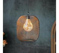 TRIROCKS Lanterna a Batteria da Appendere con Timer 6 Ore, Lampada a Pendolo in Rete con Luci LED Calde per Soggiorno, Giardino, Esterni (Nera)