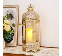 TRIROCKS Lanterna diacorativa in metallo portacandele da appendere con vetro temperato, perfetta per interni ed esterni