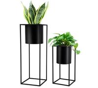 TRIROCKS Set di 2 fioriere con supporto per interni, colore nero, per piante da interno, alte 71,1 e 45,7 cm, vasi da fiori moderni per soggiorno, cucina, ufficio, giardino, balcone, patio,