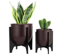 TRIROCKS Set di 2 fioriere con supporto, per interni ed esterni, in metallo, moderne, per soggiorno, cucina, ufficio, giardino, balcone, patio, decorazione