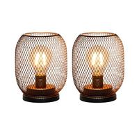 TRIROCKS Set di 2 Lampade da Tavolo a Batteria, Lanterne Metalliche Senza Fili con Bulbo LED, Luce Vintage per Matrimoni, Eventi, Patio, Interni