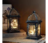TRIROCKS Set di 2 Lanterne Decorative 20 cm Alte, Porta Candele in Metallo da Appendere per Decorazioni Casa, Soggiorno, Eventi, Tavolo, Interni ed Esterni (Grigia)