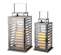 TRIROCKS Set di 2 Lanterne in Acciaio Inossidabile Nero