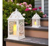 TRIROCKS Set di 2 lanterne rustiche in metallo a forma di uccello, 36,8 cm e 22,9 cm di altezza, vintage, decorative, da appendere, per giardino, cortile, patio, matrimoni, feste, eventi, interni ed