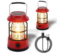 TRIROCKS Set di 2 lanterne solari da campeggio a LED, dimmerabili, ricaricabili IPX3, impermeabili, portatili, luci di emergenza per campeggio, casa, interruzioni di corrente, uragano, escursionismo