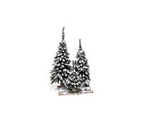 Tris 3 Alberelli INNEVATI di Natale Artificiale su Base Legno e Muschio 3 PINETTI da 60% cm h. 60 cm Premium Alberelli con neve artificiale