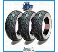 Tris 3 Copertoni Gomme Pneumatici CST 120 70 10 PIAGGIO APE 50 Fascia Bianca