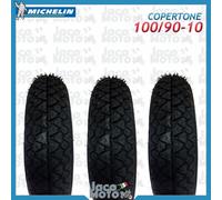 Tris 3 Copertoni Gomme Pneumatici Ruote MICHELIN 100/90-10 S83 PIAGGIO APE 50
