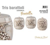 TRIS BARATTOLI CERAMICA DECORATA DECORATIVA GIARDINI DI MARZO LINEA BOTTE