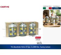 TRIS BARATTOLO VETRO CF.3PZ. CC.800 DEC.SUNNY LEMON