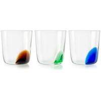 TRIS BICCHIERI IN VETRO CON MACCHIA COLORATA 390 ML