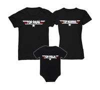 Tris Body Neonata Magliette Top Figlia Mamma Papà Femminuccia Super Set 3 Bimba Pilota Aereo Parodia Film