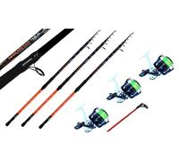 TRIS CANNE + MULINELLI DA PESCA SURFCASTING MORMORA ORATA BEACH LEDGERING SURF