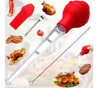 tris Carne di Siringa di Tacchino Baster, Utensils Acciaio Inox Turchia Baster, Turchia Baster Set, per Barbecue, Pancetta, Carne Affumicata, Braciole di Maiale, Pollo, Capesante